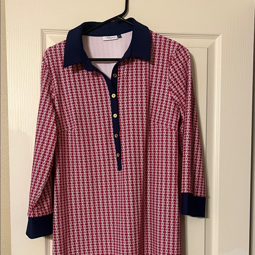 Cabana Life Red and Navy Patterned Top
